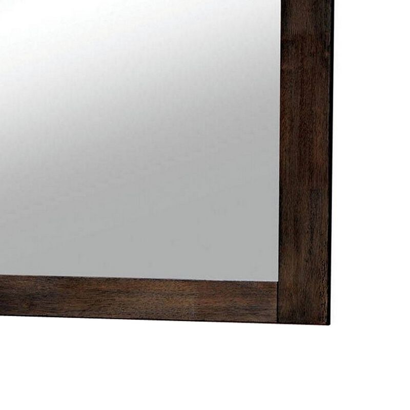 Elkton Transitional Style Mirror , Oak Finish-Benzara