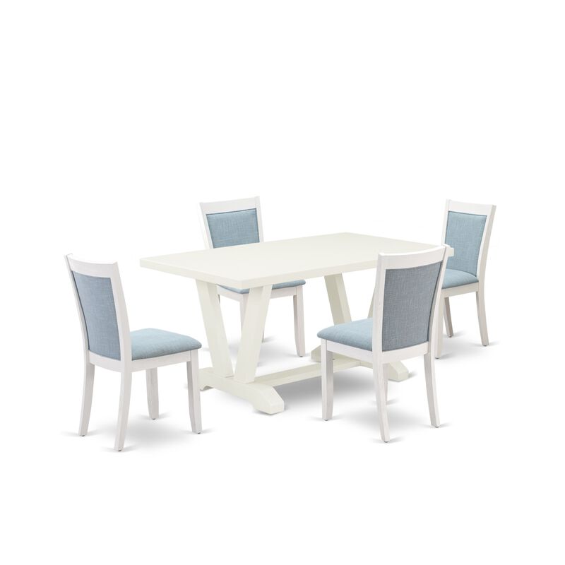 East West Furniture V026MZ015-5 5Pc Dining Room Set - Rectangular Table and 4 Parson Chairs - Multi-Color Color