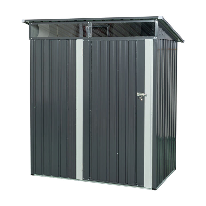 Hivvago 5ft x 3ft Outdoor Metal Weatherproof Storage Shed with Transparent Plate