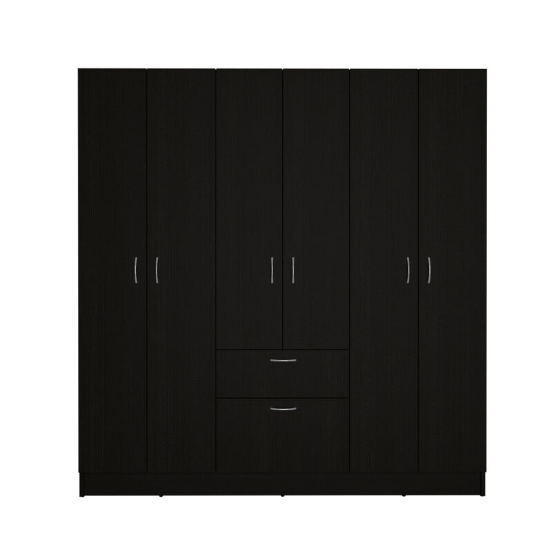 Davenport 1-Drawer Rectangle 6-Door Armoire Black Wenge And White