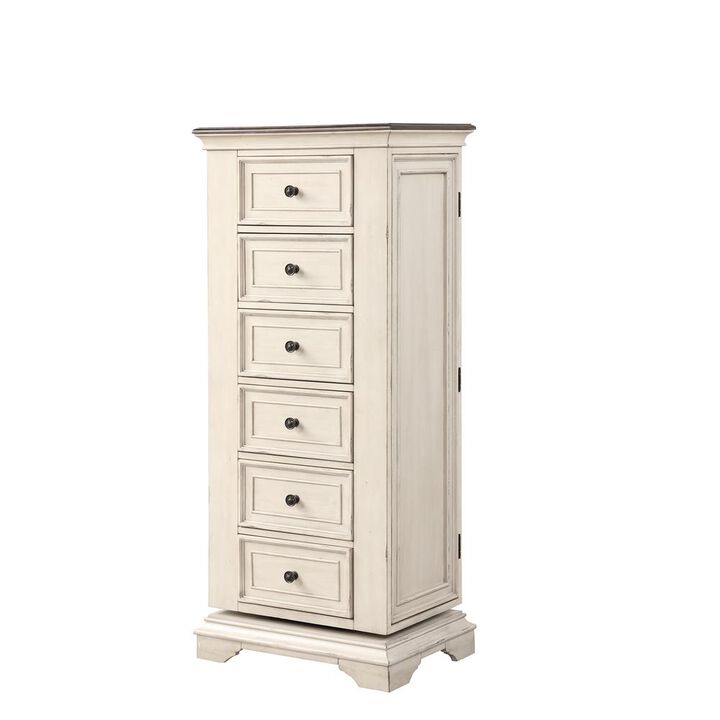 New Classic Furniture Furniture Anastasia 6-Drawer Wood Chest with Mirror in Ant White
