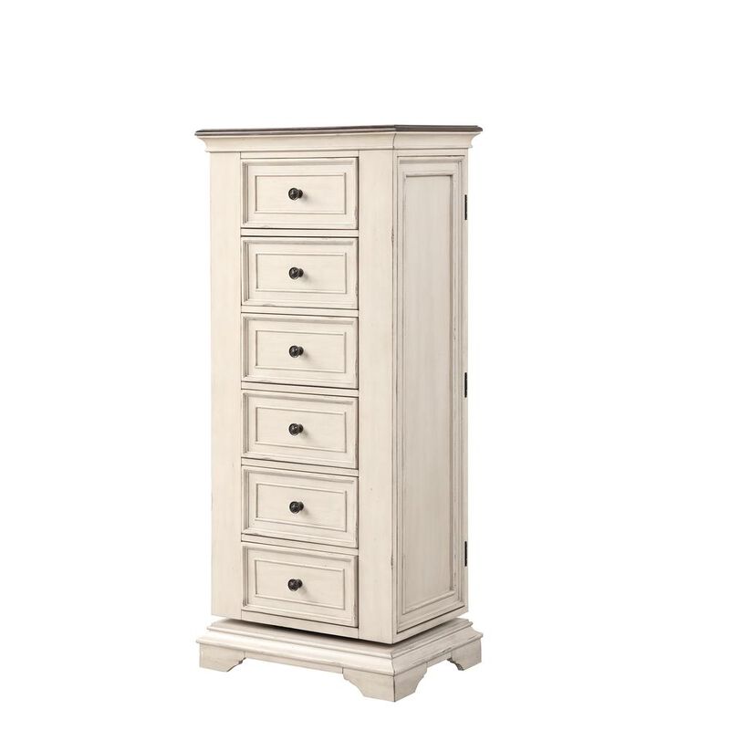 New Classic Furniture Furniture Anastasia 6-Drawer Wood Chest with Mirror in Ant White