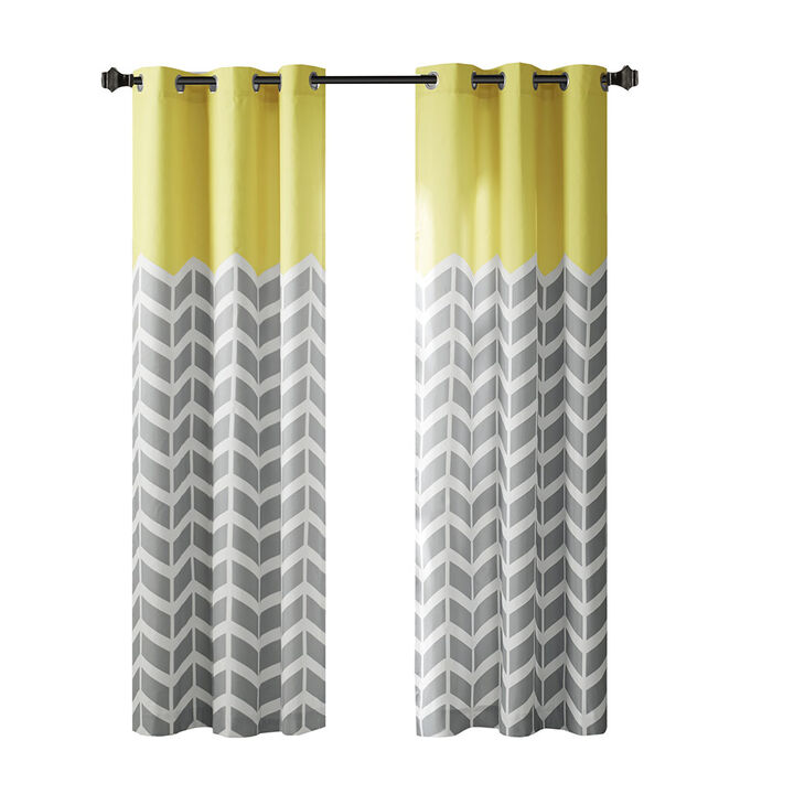 Gracie Mills Alethea Vibrant Chevron Printed Room Darkening Panel Pair - 42x63"