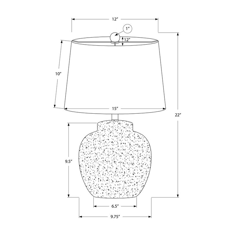 Monarch Specialties I 9732 - Lighting, 22"H, Table Lamp, Cream Concrete, Ivory / Cream Shade, Modern