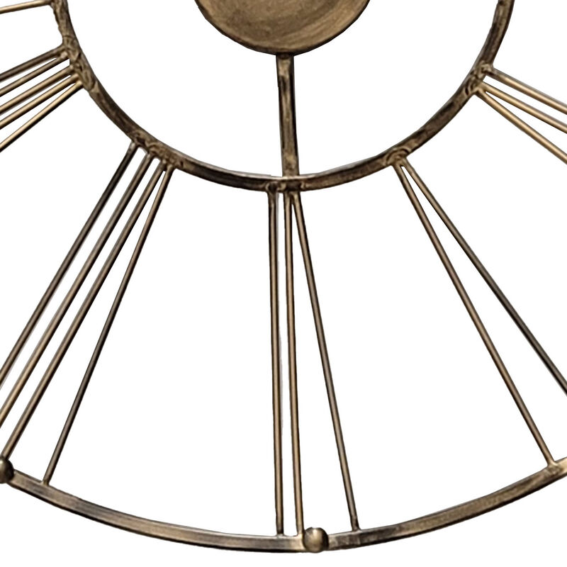 Vintage Antique Gold 30 in Dia Metal Wall Clock - Roman Numerals, Elegant Decorative Timepiece for Dining, Living Room, or Kitchen, Classic Home Accent with Intricate Detailing and Timeless Design