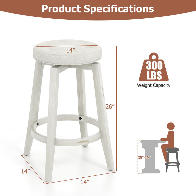 Set of 2 Upholstered Swivel Bar Stools with Padded Seats for Stylish Kitchen & Home Bar Seating