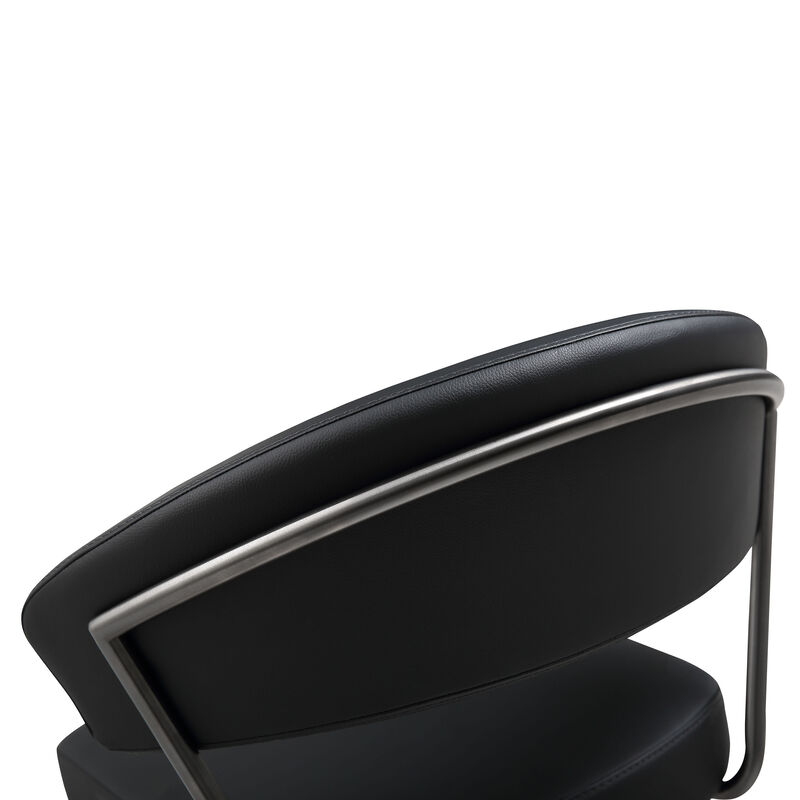 Cosmo Black Performance Vegan Leather and Stainless Steel Barstool