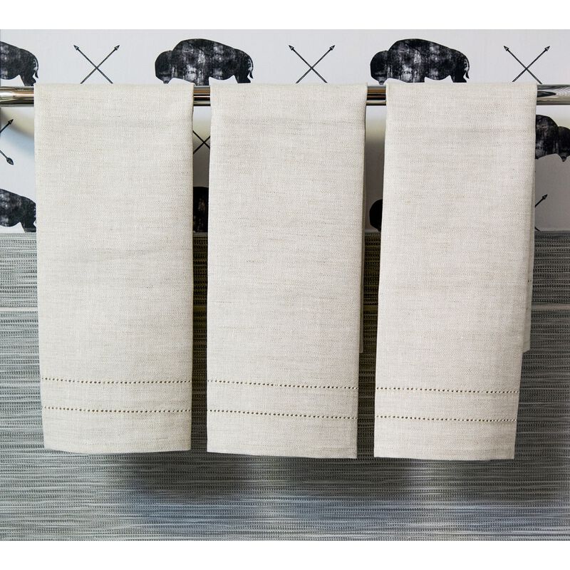 Solino Home 100% Pure Linen Hand Towels Set of 3 - 14 x 24 Inch
