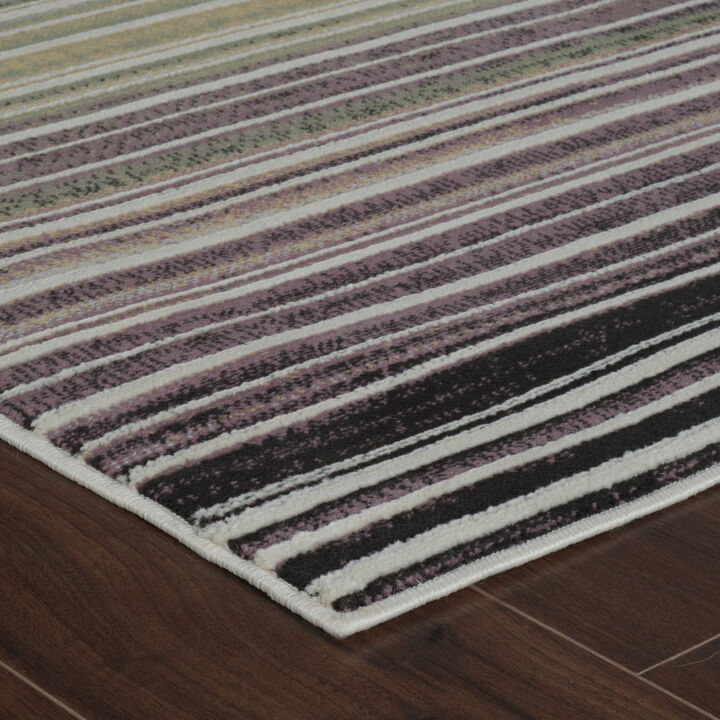 Nomad Striped Modern Beige Blue Indoor Area Rug