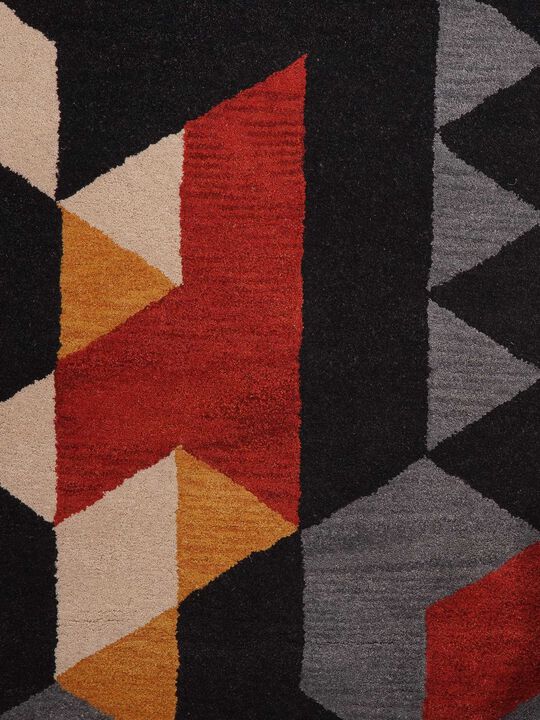 RUGSOTIC CARPETS HAND TUFTED WOOL ECO-FRIENDLY AREA RUGS  - 3'x5', Rectangle Shape, Multicolor, Geometric Modern Design, High Pile Thick Handmade Area Rugs for Living Room, Bed Room (K00S12)