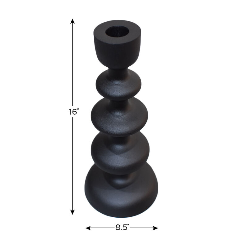 Modern Handmade Aluminum Eco-friendly Geometric Gray Set Of One Pillar Candle Holder BBH Homes