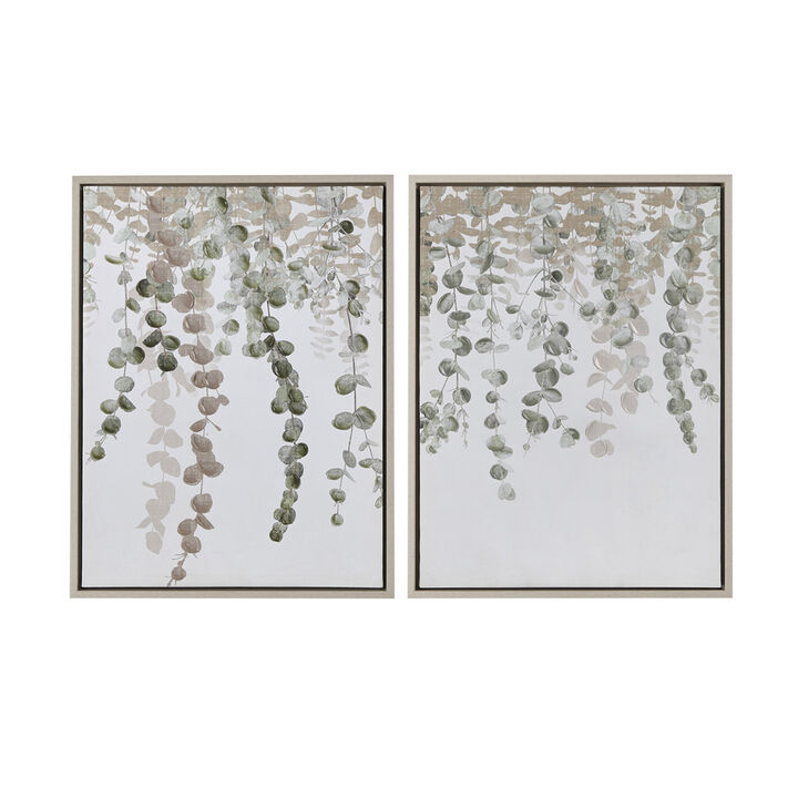 Gracie Mills Leandro Eucalyptus Framed Canvas Wall Art Set