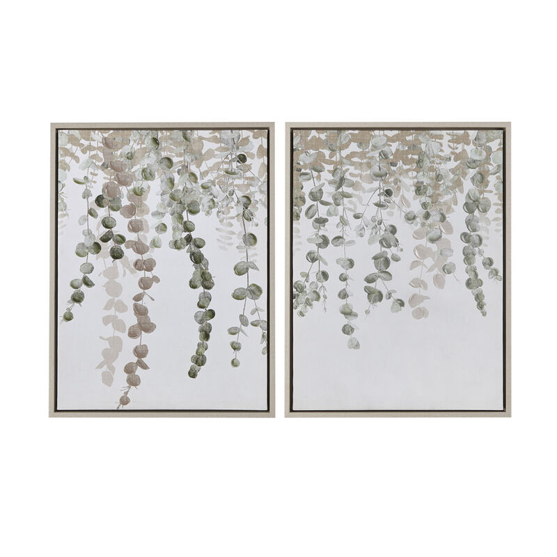 Gracie Mills Leandro Eucalyptus Framed Canvas Wall Art Set