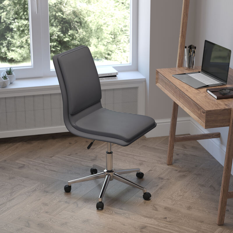 Madigan Mid-Back Armless Swivel Task Office Chair with LeatherSoft and Adjustable Chrome Base,