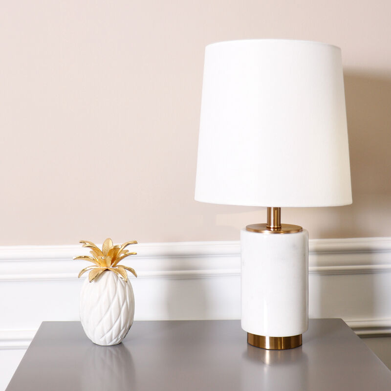 Pasargad Home Leon Marble White/Gold Table Lamp, H22"