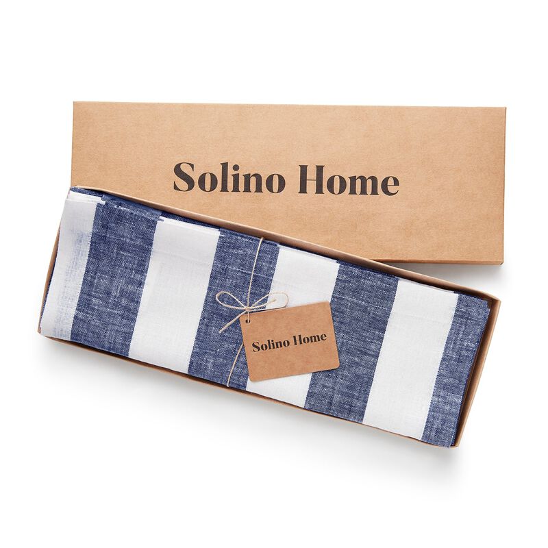 Solino Home 100% Pure Linen 14 x 19 Inch Placemats Set of 4 | Cabana Stripe