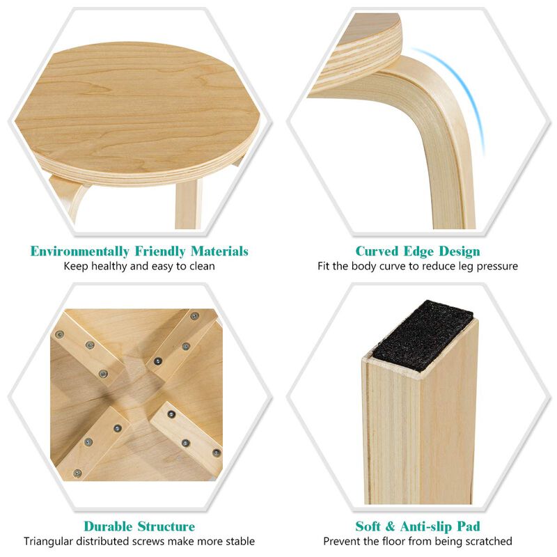 Stackable Stools Set of 4 with Square Top and Rounded Corners