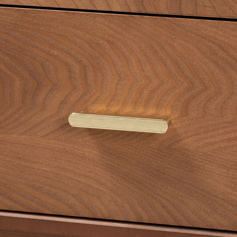 Baxton Studio Mandolin Mid Century Ash Walnut Wood 2 Drawer Nightstand