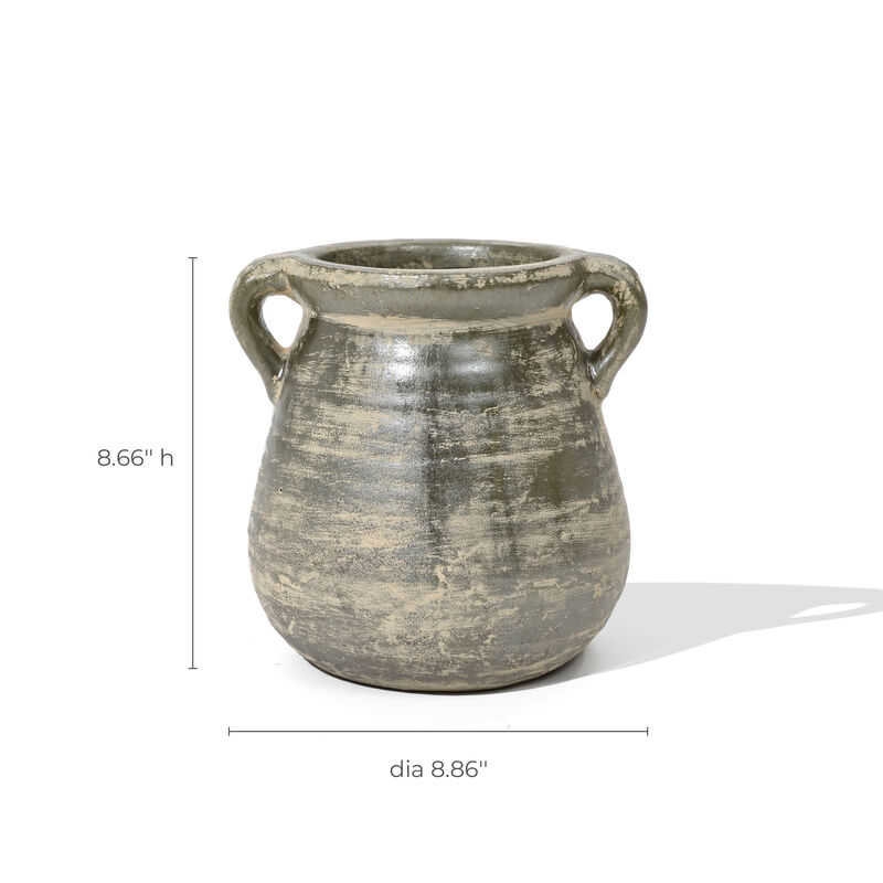 LuxenHome Rustic Farmhouse Brown Jug Terracotta Vase