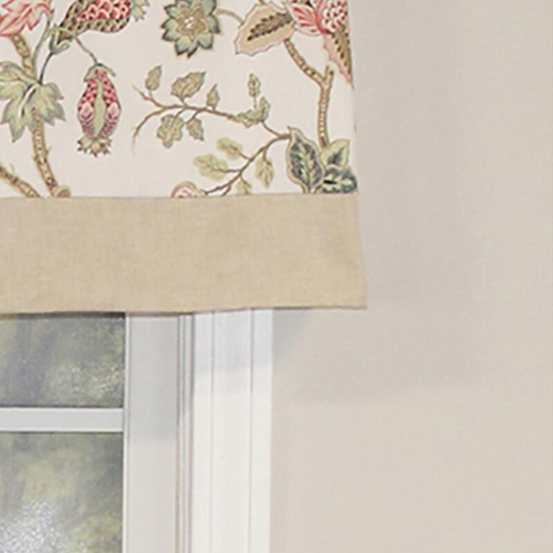 RLF Home Gianna Banded Valance Spa. 3" Rod Pocket, Contrast bottom banding. 50"W x 16"L