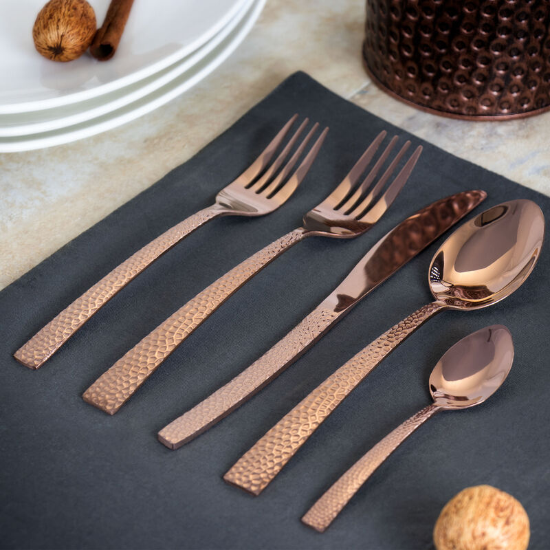 MegaChef Baily 20 Piece Flatware Utensil Set, Stainless Steel Silverware Metal Service for 4 in Rose Gold