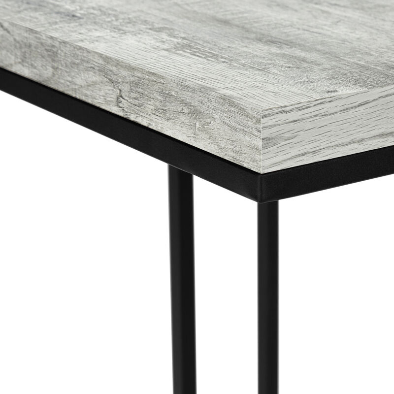 Monarch Specialties I 3404 Accent Table, C-shaped, End, Side, Snack, Living Room, Bedroom, Metal, Laminate, Grey, Black, Contemporary, Modern