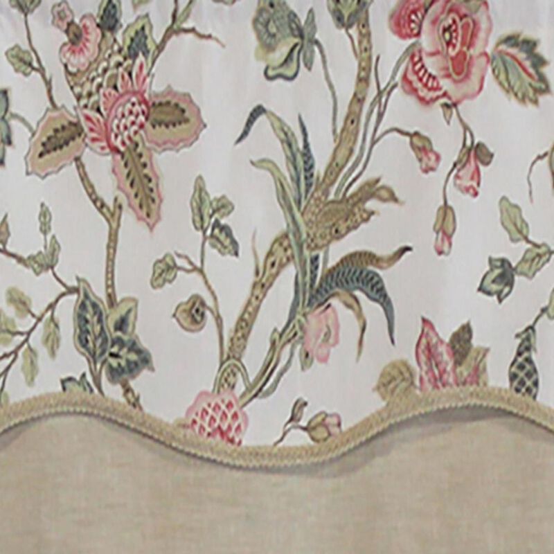 RLF Home Gianna Glory Valance Spa. 3" Rod Pocket, Layered, Trimmed. 50"W X 16"L
