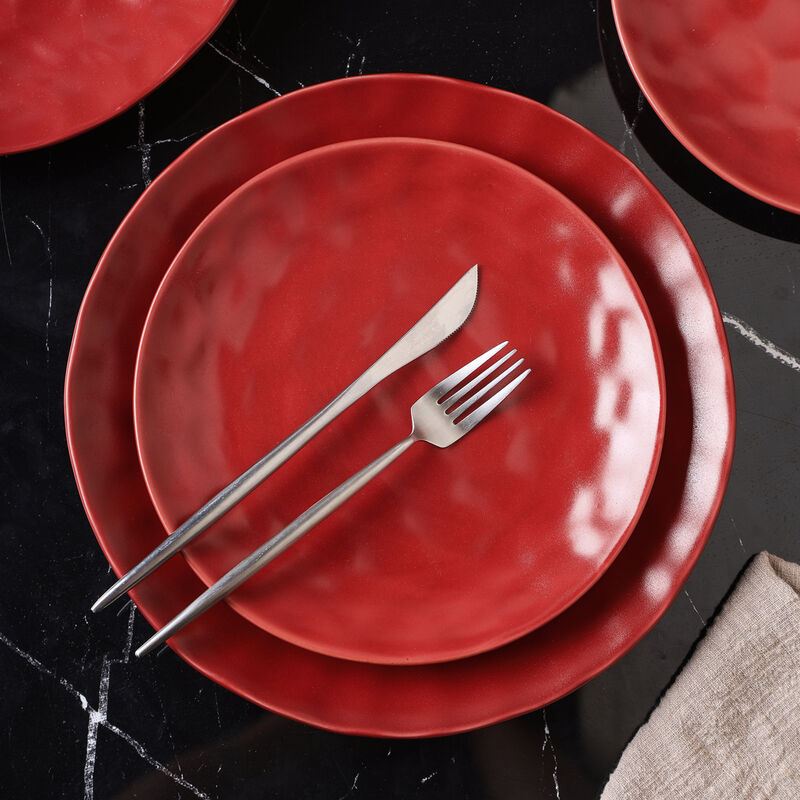 Stone Lain Sam Porcelain 16 Piece Dinnerware Set, Red