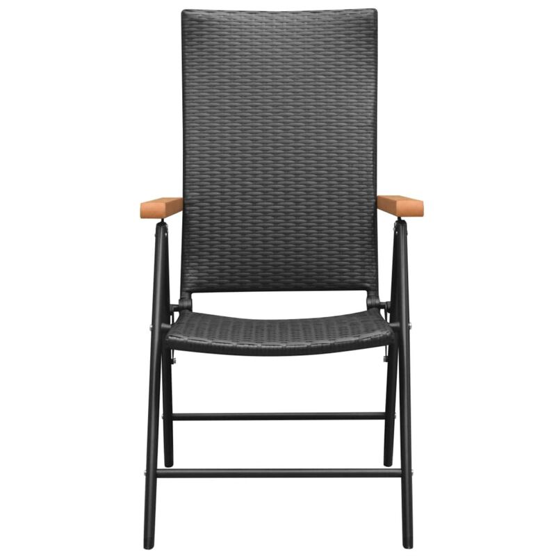 vidaXL Stackable Garden Chairs 2 pcs Poly Rattan Black