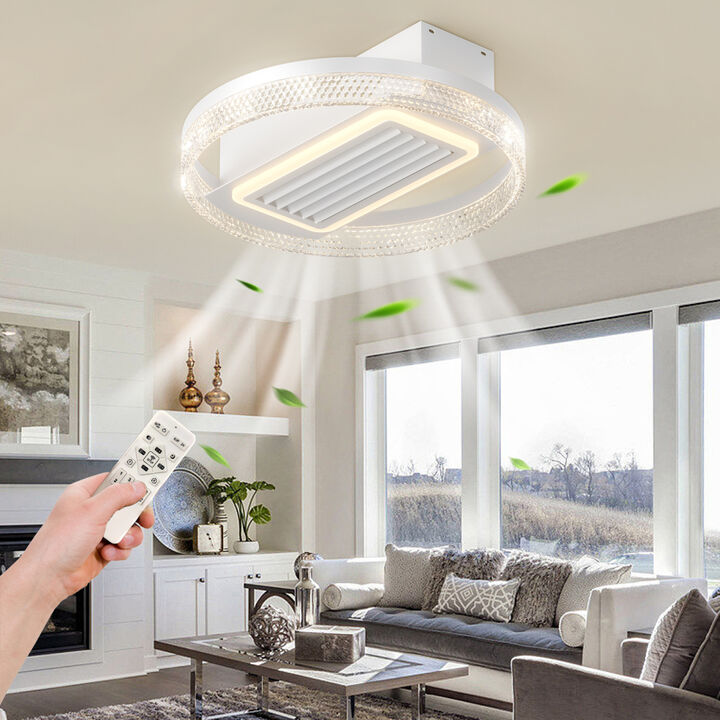 2 0" Modern Leafless Ceiling Fan With Remote Control Removable And Washable, Reversible Motor 0006