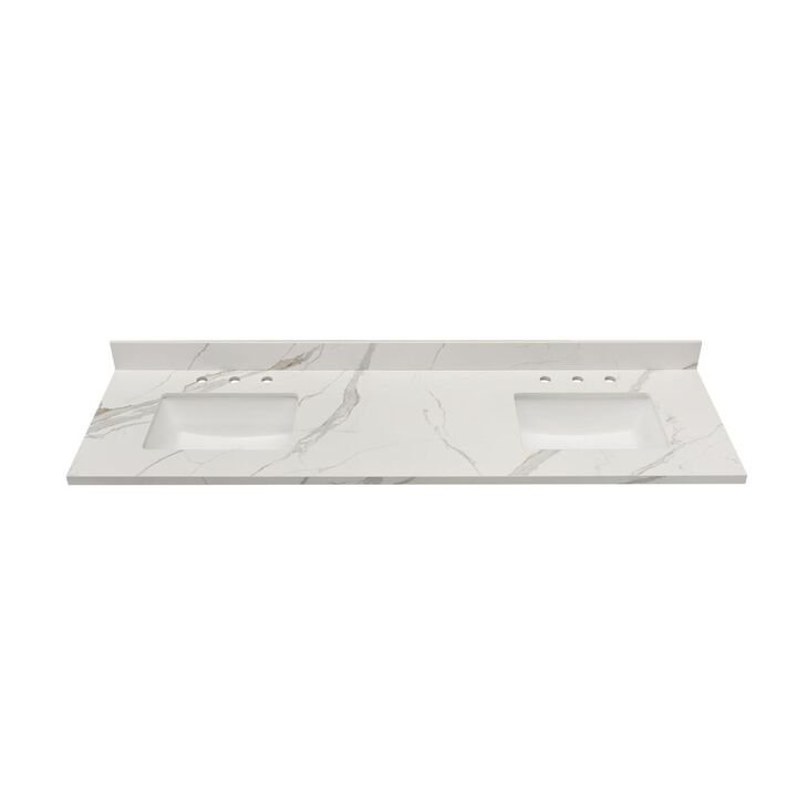 Altair 73 in. Composite Stone Vanity Top in Calacatta White with Sink