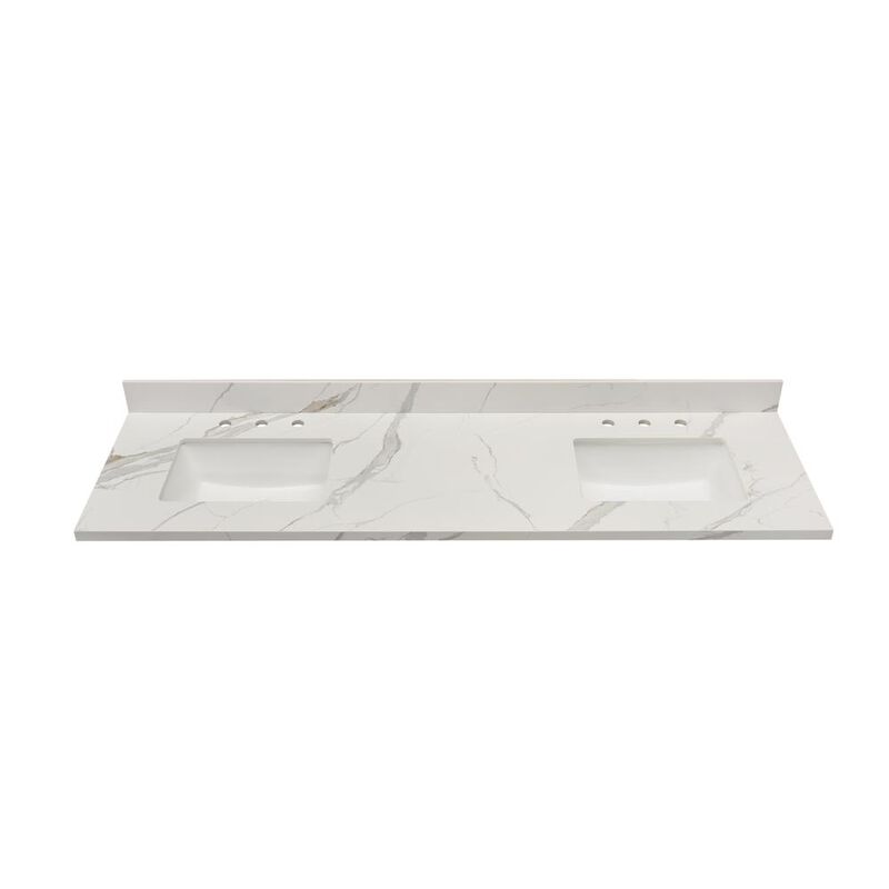 Altair 73 in. Composite Stone Vanity Top in Calacatta White with Sink