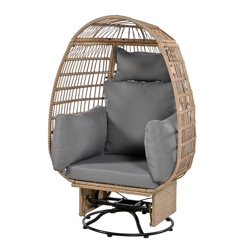 Merax Egg-shape Outdoor Swivel Chair with Cushions