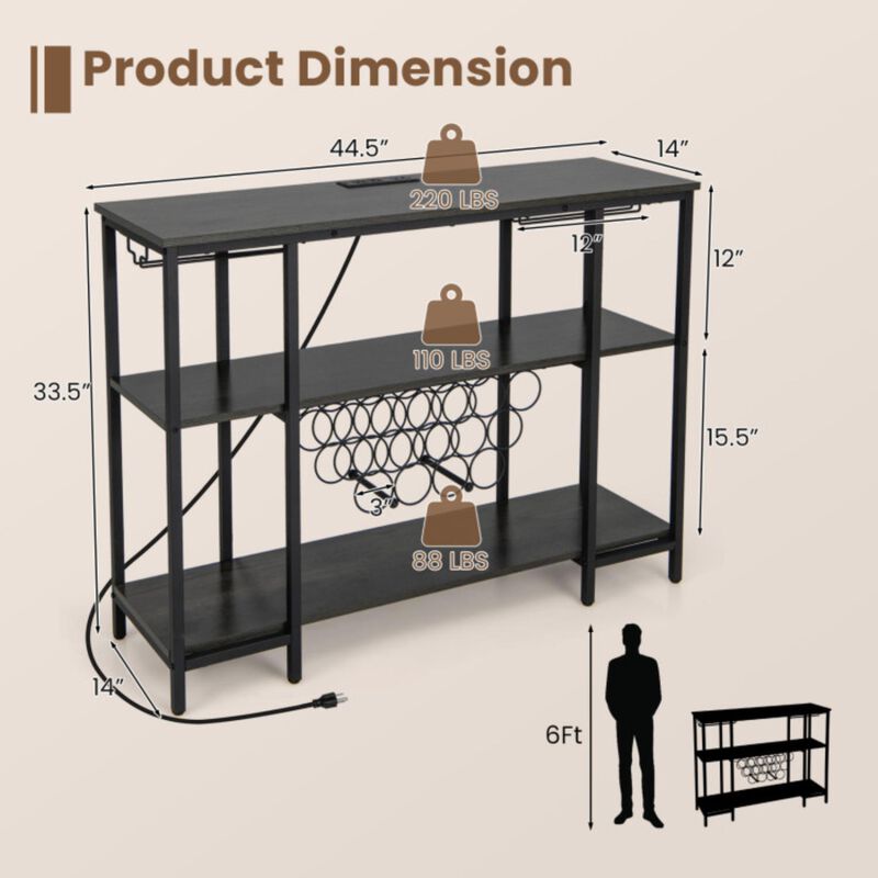 Hivvago Industrial Wine Rack Wine Bar Cabinet with Storage Shelves