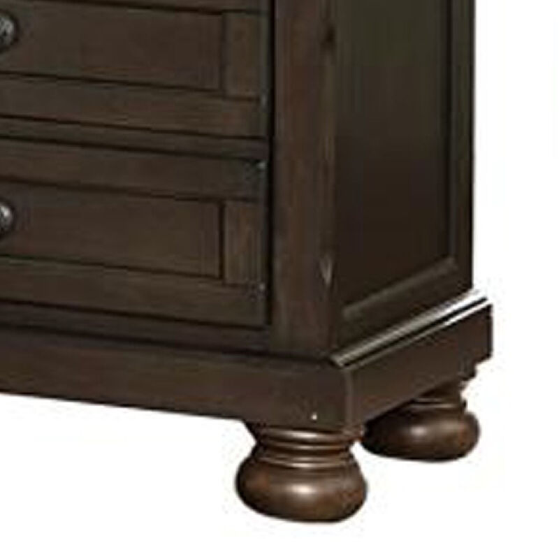 Wooden Mid Century Design Night Stand Chest With Hidden Drawer, Dark Brown-Benzara