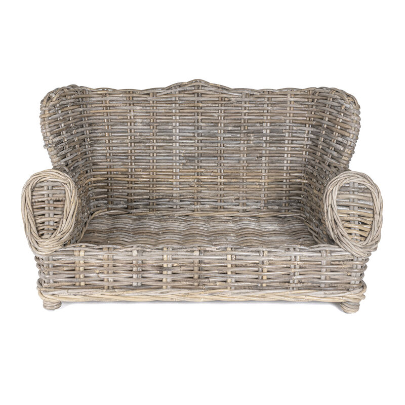 Classic Mediterranean Handwoven Rattan Dog Daybed with Machine-Washable Cushion