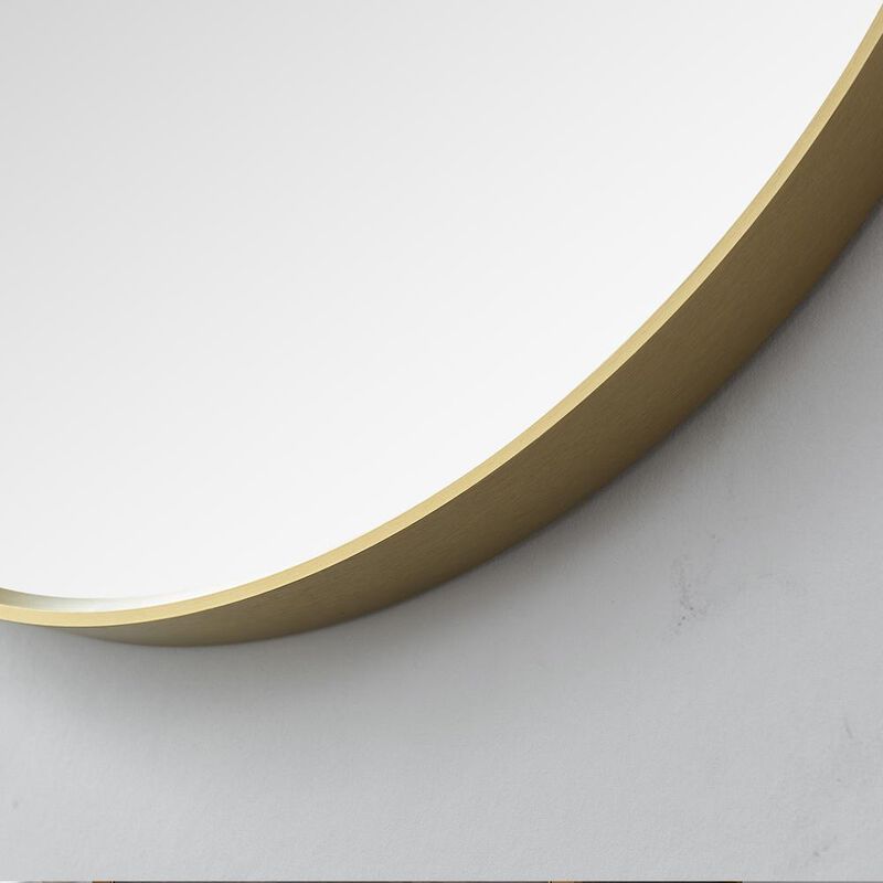 Vinnova Design Cascante 28 in. W x 28 in. H Round Metal Wall Mirror in Brushed Gold