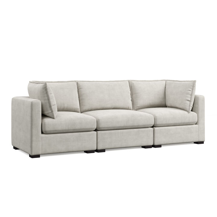 Bennett 3 Piece Flange Seam Modular Sofa  - Tan Twill