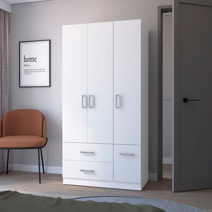 Four Door Armoire Crosby, Bedroom, White