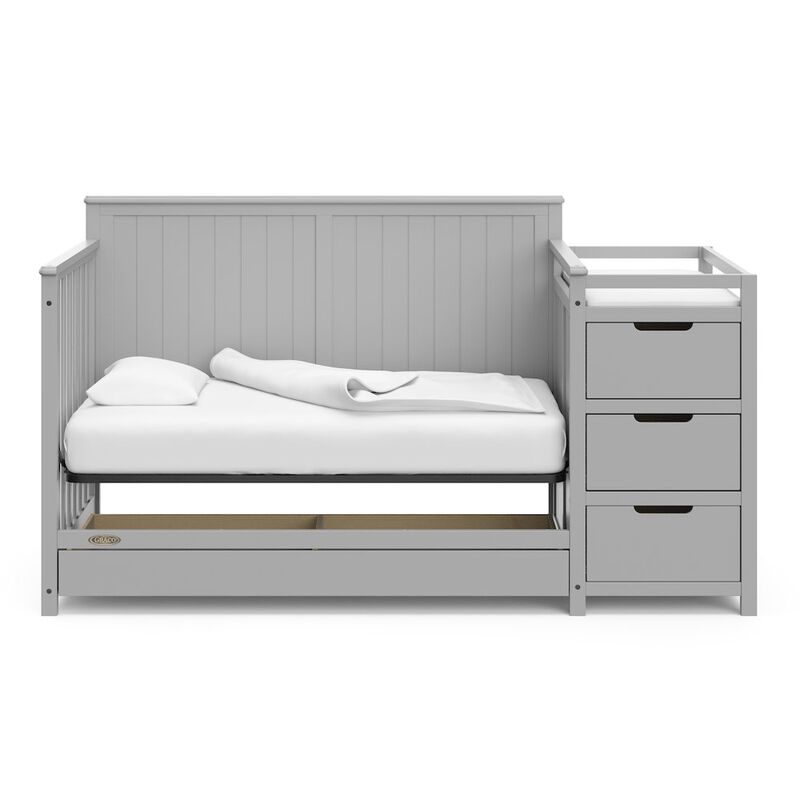 Graco Hadley 5-in-1 Convertible Crib and Changer with Drawer (Pebble Gray)