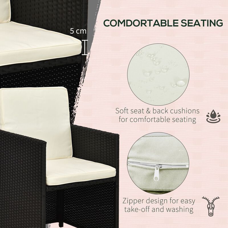 Complete Patio Set: 9-Piece Black Wicker Dining and Conversation Set