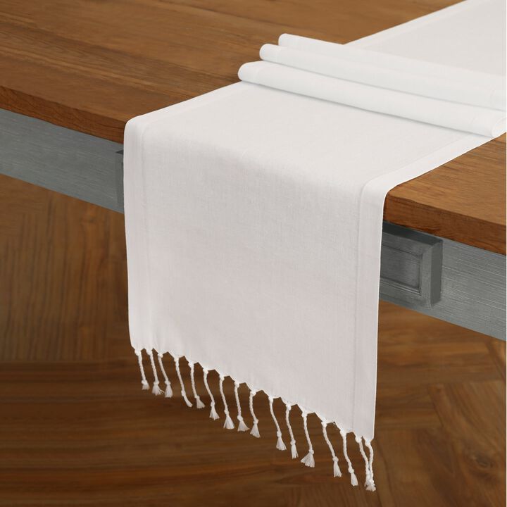 Solino Home 100% Pure Linen Table Runner | Twisted Fringe for Spring & Easter