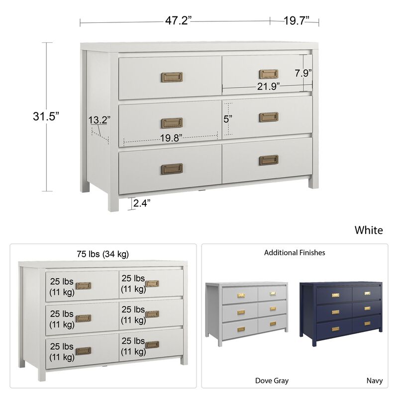 Little Seeds Monarch Hill Haven 6 Drawer White Kids' Dresser