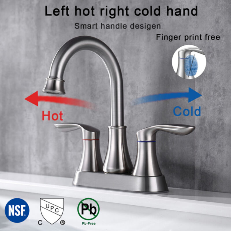 Bathroom Faucet, 2-Handle Vanity Sink Tap with Pop-Up Drain & Supply Lines