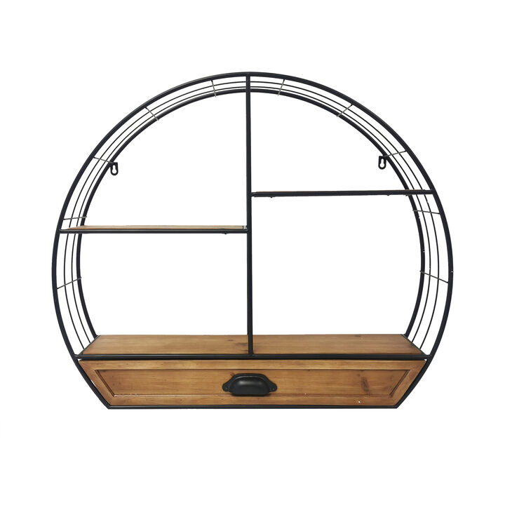 Rustic Iron Wall Shelf with drawer
