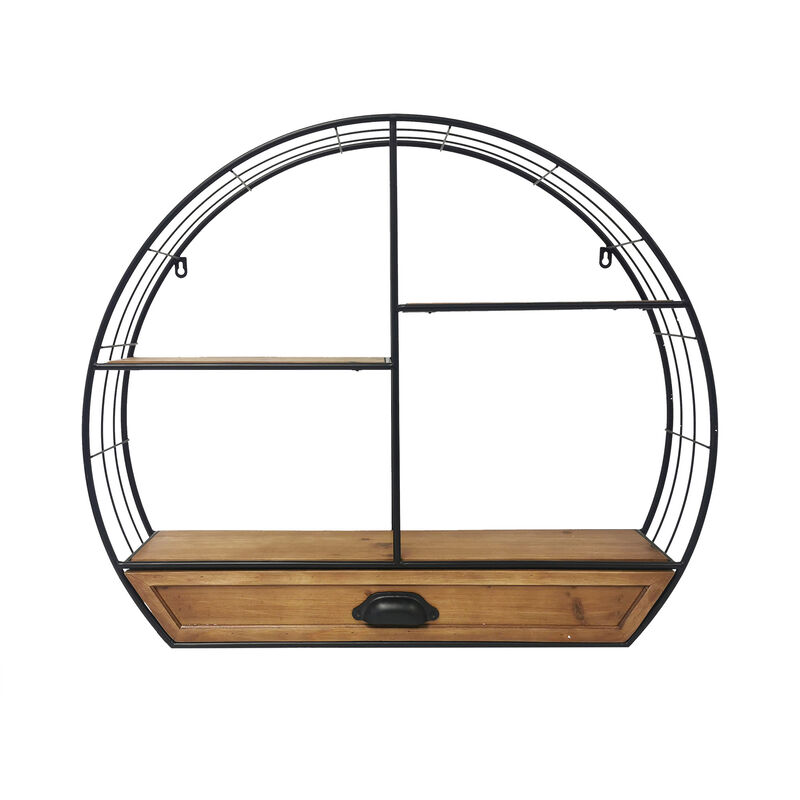Rustic Iron Wall Shelf with drawer