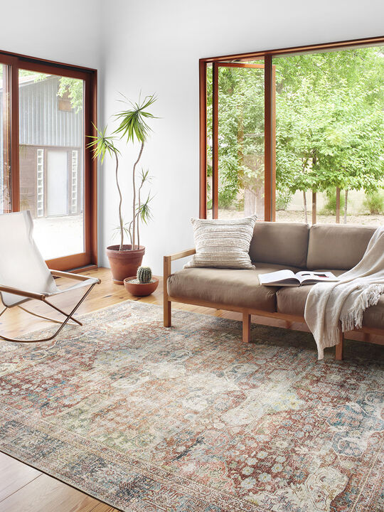 Loren LQ14 Brick/Multi 18" x 18" Sample Rug