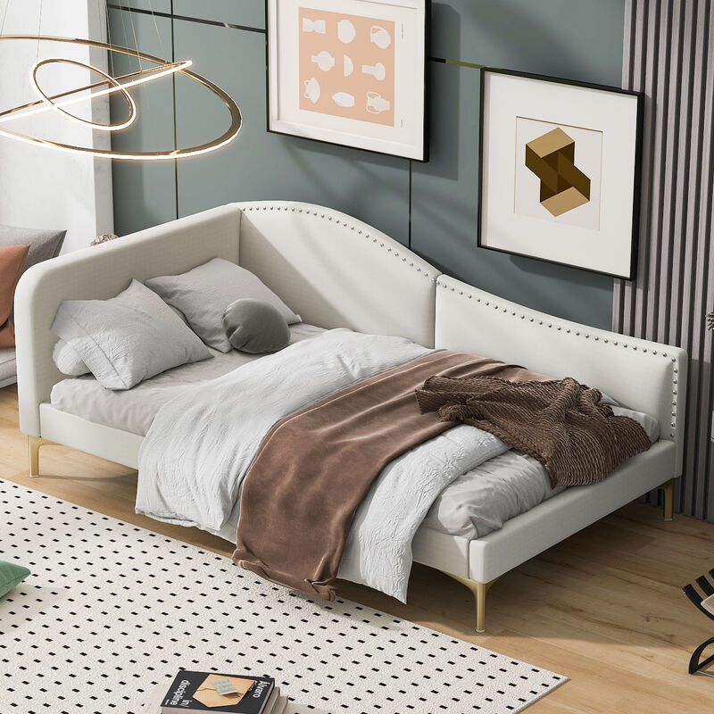 Merax Upholstered Daybed with Headboard and Armrest