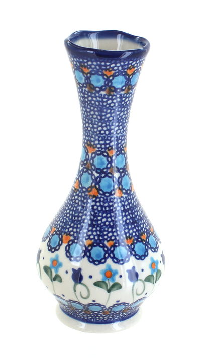 Blue Rose Polish Pottery Small Bud Vase