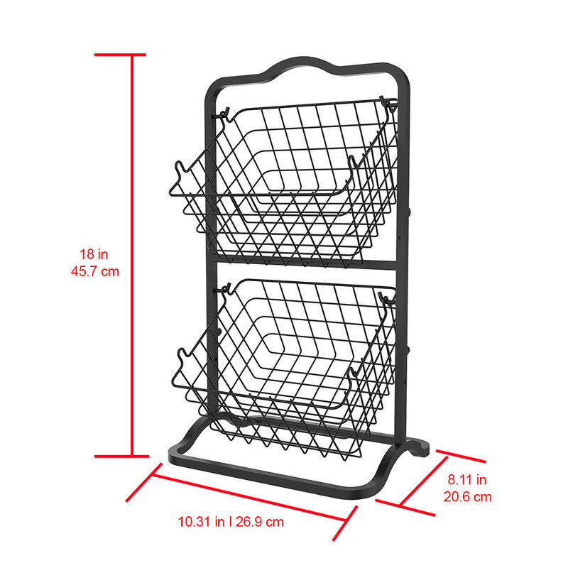 Oceanstar 2-Tier Storage Kitchen Wire Basket Stand, Black
